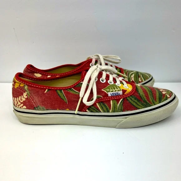 VANS VINTAGE DOREN TROPICAL SNEAKERS, RED W/HAWAIIAN FLOWERS,MENS 7.5, WOMENS 9 - Picture 6 of 10